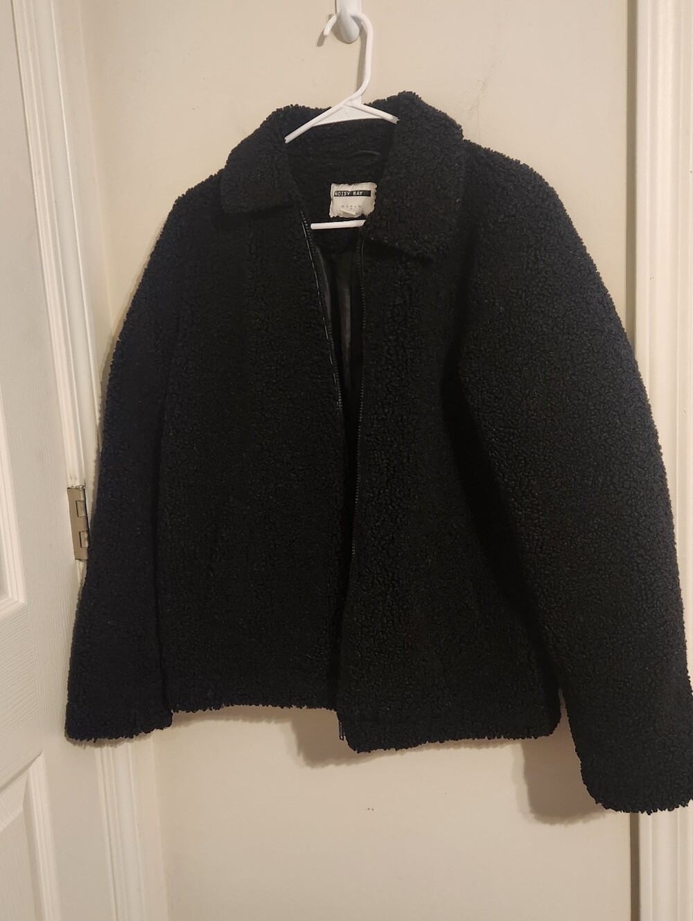 Noisy May Black Teddy Coat Medium